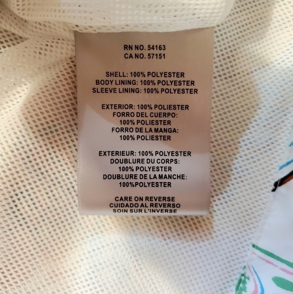 LEVI'S Tropical Hawaiian Floral Flower  White Windbreaker Hooded Jacket Size L - Picture 10 of 12